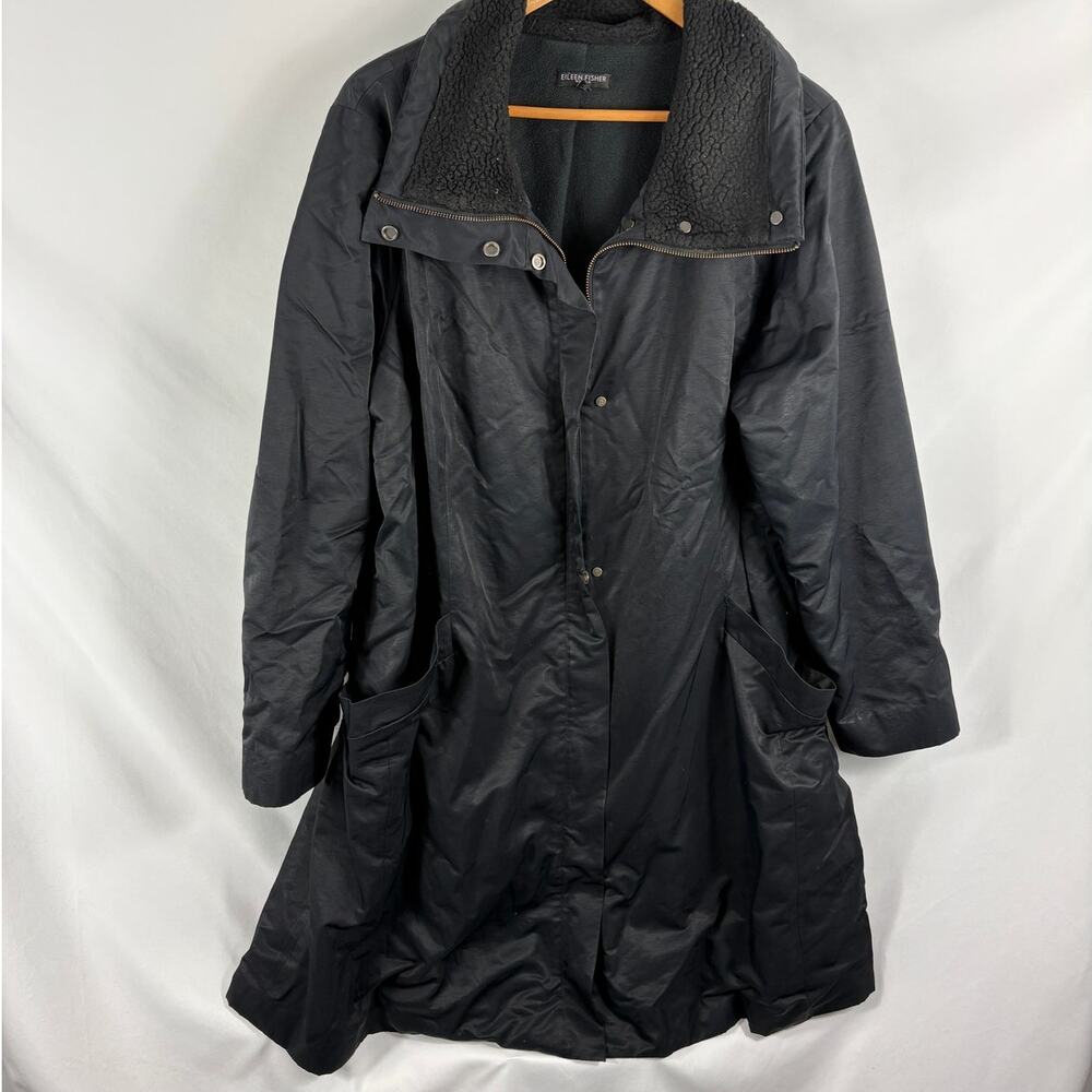 Eileen Fishers Womans Black Weather Jacket Size 1X